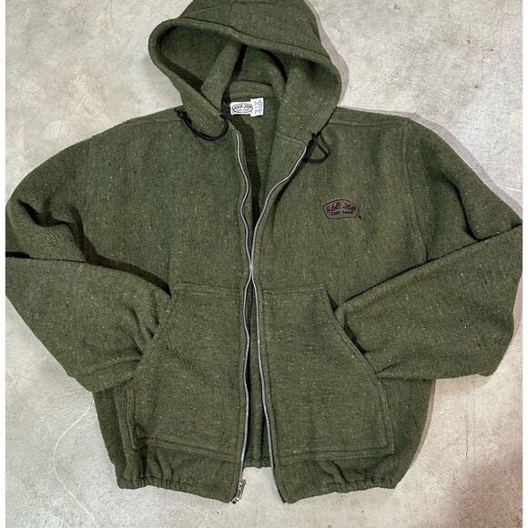 Vintage Ron Jon Surf Shop Jacket Sherpa Fleece Olive Moss Green Full Zip Mens Lg - Picture 1 of 7